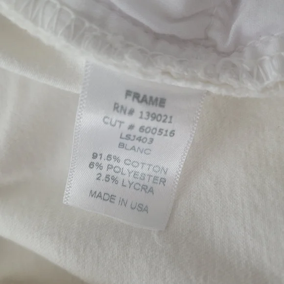 Frame Denim Women's Le Skinny De Jeanne Jeans White RARE Single Knee Rip Sz 28 - Picture 6 of 8